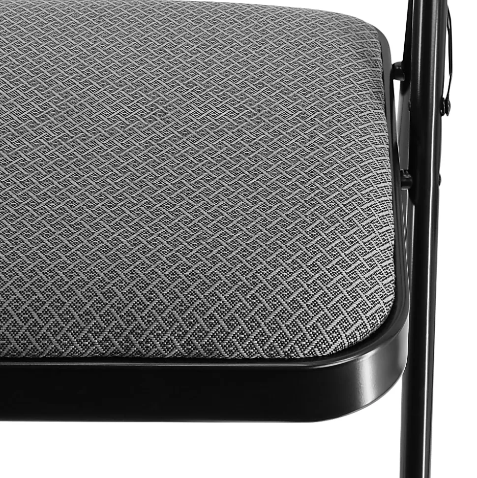 Elama Metal Folding Chairs With Padded Seats And Top Handles, Gray, Set Of 4 Chairs