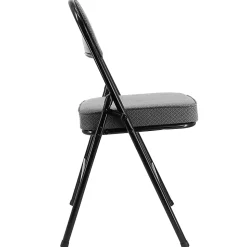 Elama Metal Folding Chairs With Padded Seats, Gray/Black, Set Of 4 Chairs