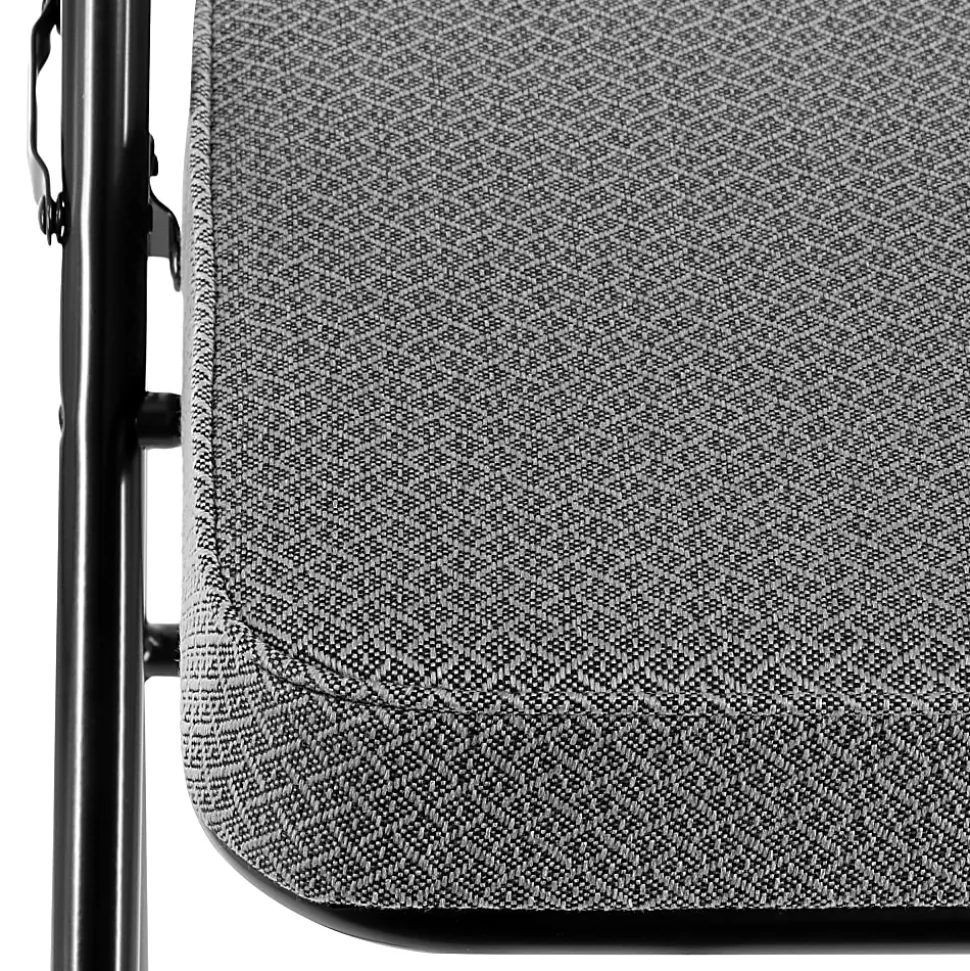 Elama Metal Folding Chairs With Padded Seats, Gray/Black, Set Of 4 Chairs