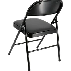 Elama Metal Folding Chairs With Padded Seats, Black, Set Of 4 Chairs