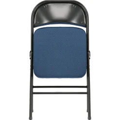 Elama Metal Folding Chairs With Padded Seats, Dark Blue/Black, Set Of 4 Chairs
