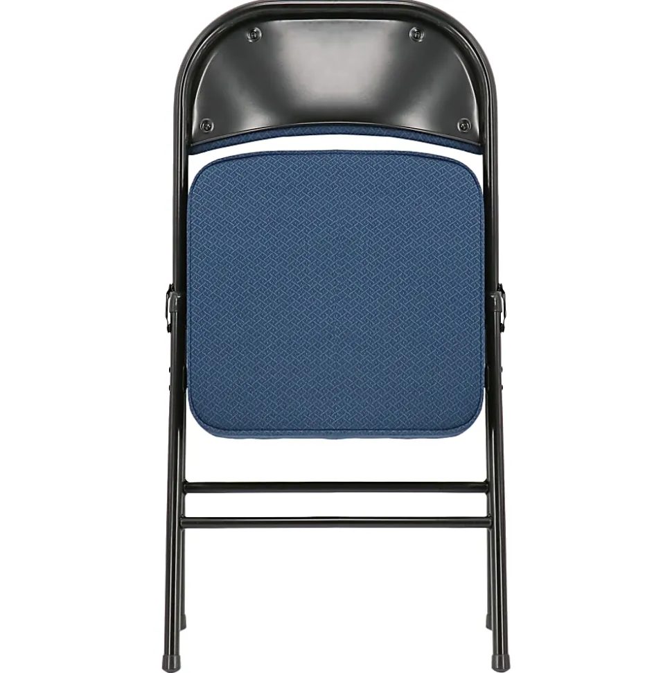 Elama Metal Folding Chairs With Padded Seats, Dark Blue/Black, Set Of 4 Chairs