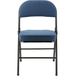 Elama Metal Folding Chairs With Padded Seats, Dark Blue/Black, Set Of 4 Chairs