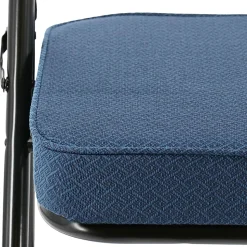 Elama Metal Folding Chairs With Padded Seats, Dark Blue/Black, Set Of 4 Chairs