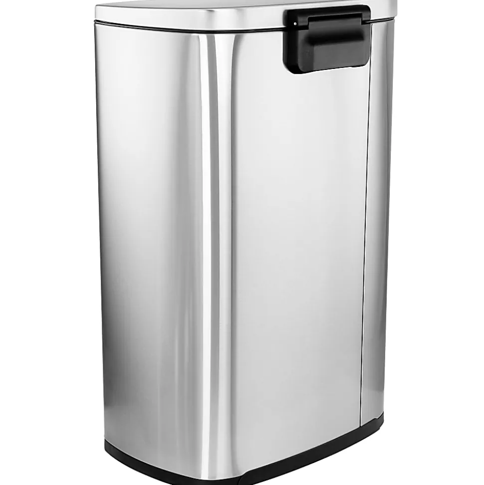 Elama 3 Piece 13 Gallon and 1.3 Gallon Stainless Steel Step Trash Bin Combo Set with Slow Close Mechanism