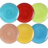 Elama Sebastian Stoneware Dinner Plate Set, Assorted Colors, Set Of 6 Pieces