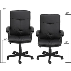 Elama Tufted Faux Leather High-Back Adjustable Office Chair, Black