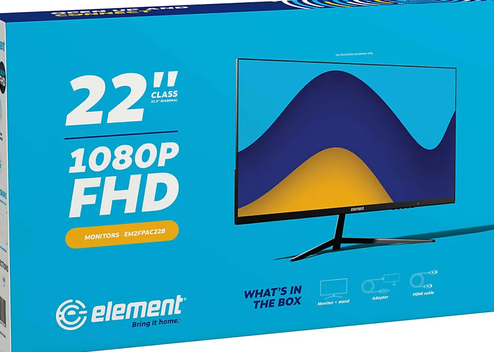Element EMFPAC22B 22" 1080P Frameless LCD PC Monitor
