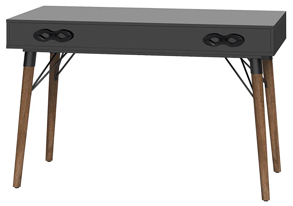 Elle Décor Dani 47”W Writing Desk, Old World Rustic Pine/Dusk Gray