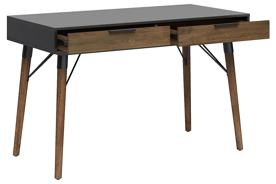 Elle Décor Dani 47”W Writing Desk, Old World Rustic Pine/Dusk Gray
