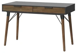 Elle Décor Dani 47”W Writing Desk, Old World Rustic Pine/Dusk Gray