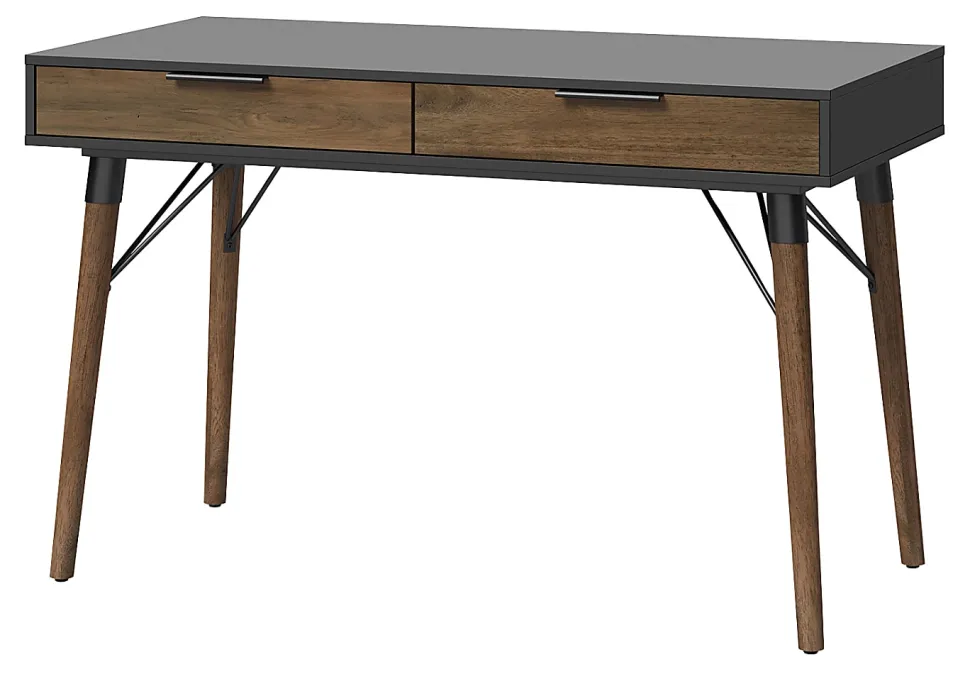 Elle Décor Dani 47”W Writing Desk, Old World Rustic Pine/Dusk Gray