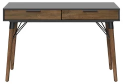 Elle Décor Dani 47”W Writing Desk, Old World Rustic Pine/Dusk Gray
