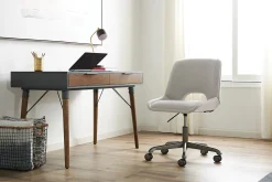 Elle Décor Laissy Low-Back Task Chair, Linen Color