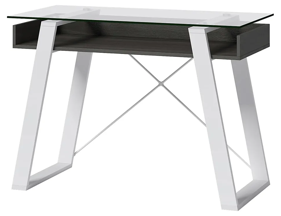 Elle Décor Lara 42”W Writing Desk, Cool Gray/Snow White