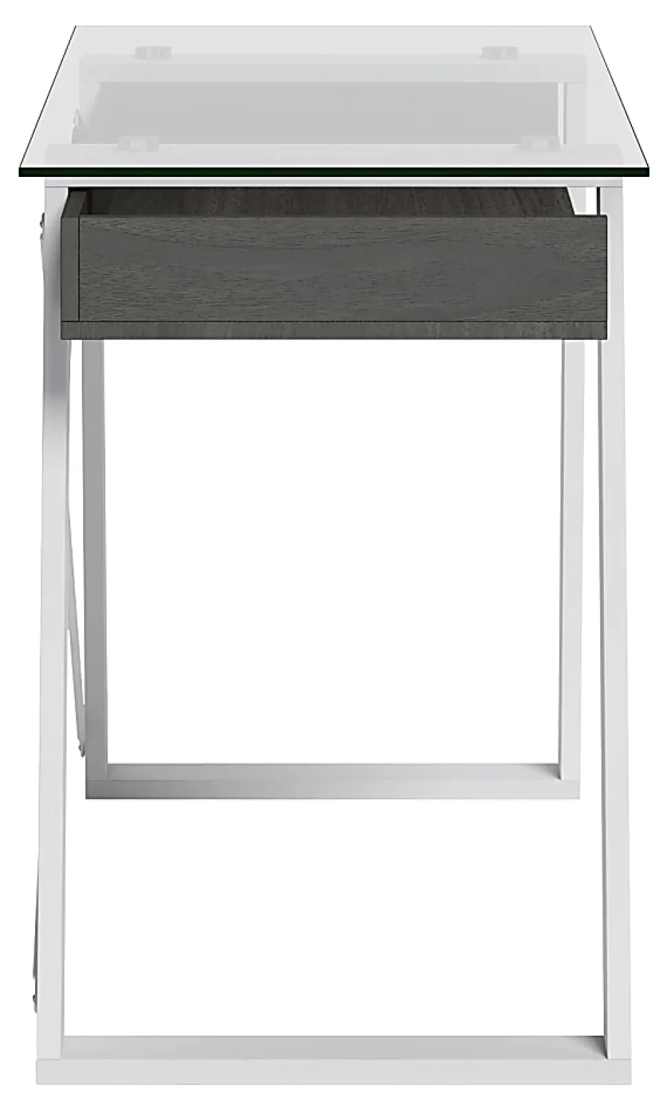 Elle Décor Lara 42”W Writing Desk, Cool Gray/Snow White