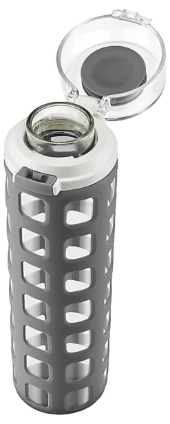 Ello Syndicate Glass Water Bottle, 20 Oz, Gray