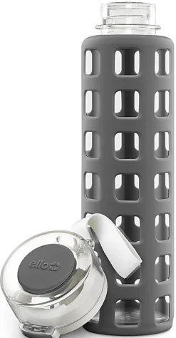 Ello Syndicate Glass Water Bottle, 20 Oz, Gray