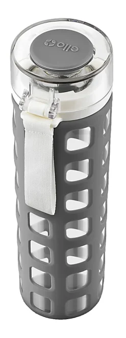 Ello Syndicate Glass Water Bottle, 20 Oz, Gray