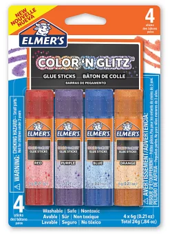 Elmer's Color 'N Glitz Glue Sticks, 0.21gm, Pack Of 4 Glue Sticks