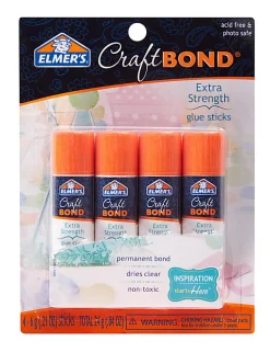 Elmer's CraftBond Extra Strength Glue Sticks, 0.21 Oz, Pack Of 4 Sticks