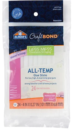 Elmer's® CraftBond® Mini Hot Glue Sticks, 4", Clear, Pack Of 24
