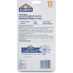 Elmer's® Disappearing Glue Sticks, 0.21 Oz, Purple, Pack Of 12