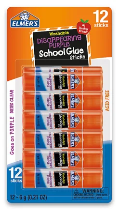 Elmer's® Disappearing Glue Sticks, 0.21 Oz, Purple, Pack Of 12
