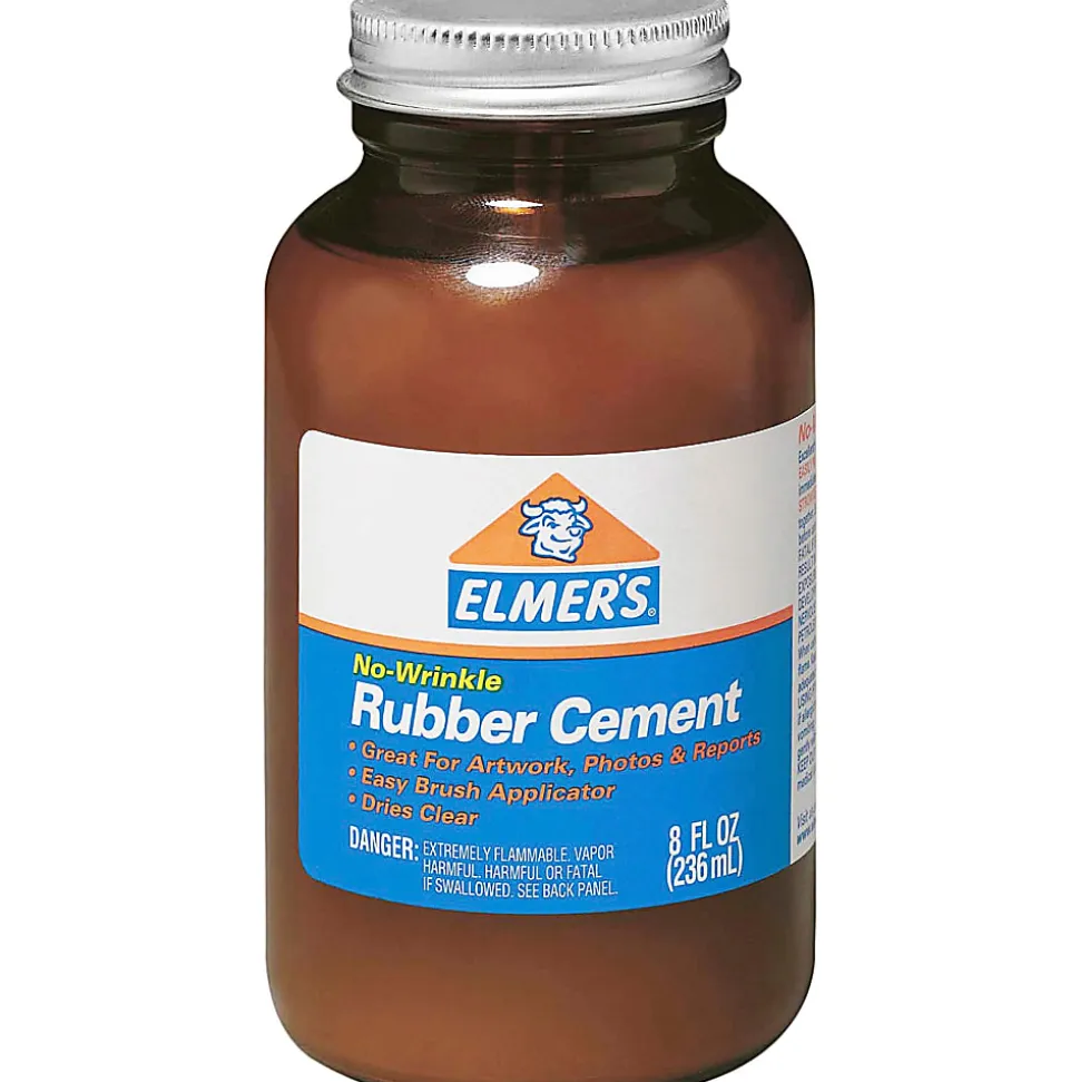 Elmer's® No-Wrinkle Rubber Cement, 8 Oz, Brown