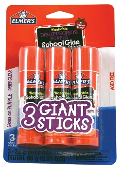 Elmer's® Washable Disappearing Purple School Glue Sticks, 0.77 Oz, Pack Of 3 Sticks
