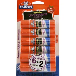 Elmer's® Washable Disappearing Purple School Glue Sticks, 0.21 Oz., Pack Of 6 + 2 Bonus Sticks