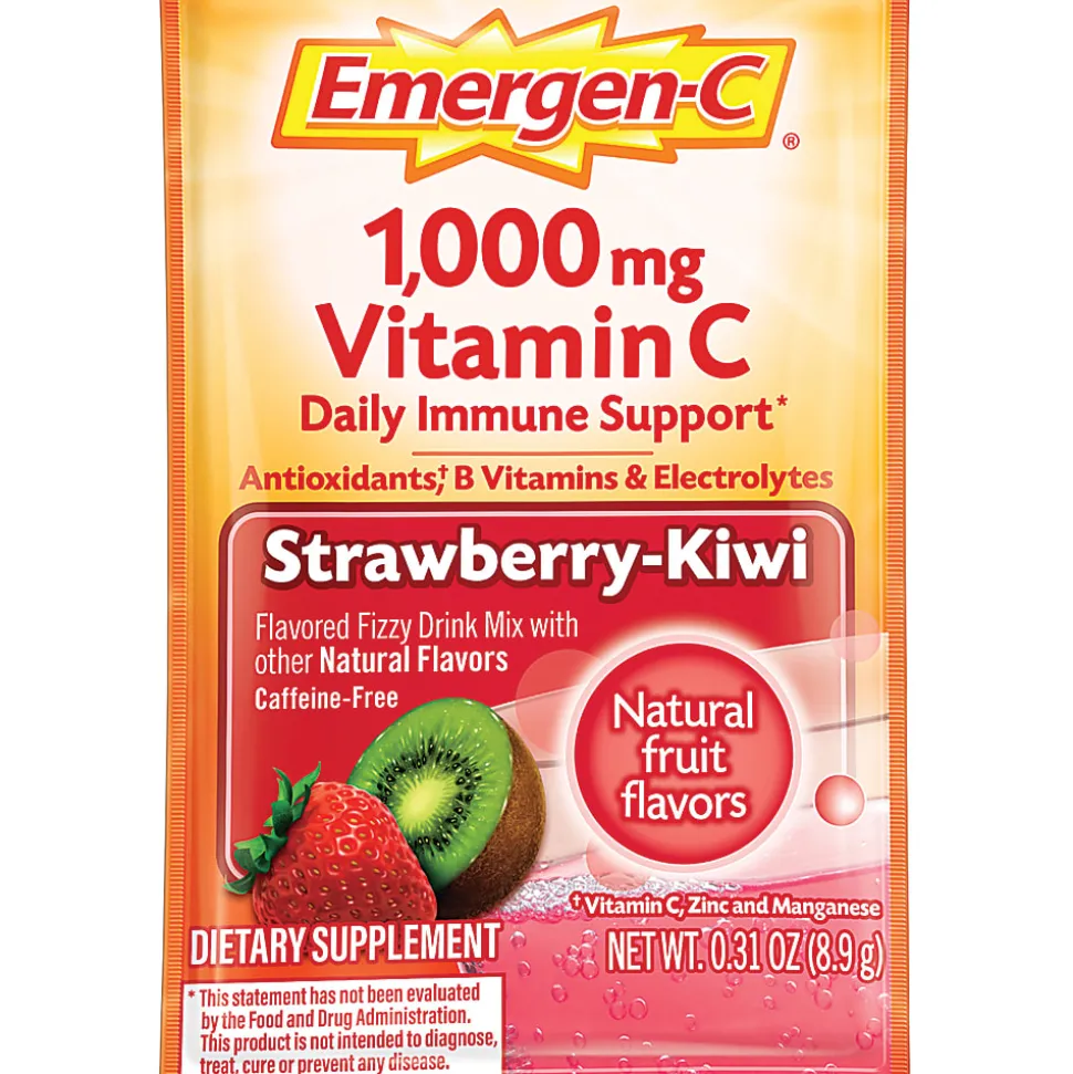 Emergen-C Vitamin C Drink Mix For Immune Support, 0.32 Oz Per Pack, Strawberry Kiwi, Box Of 30 Packs