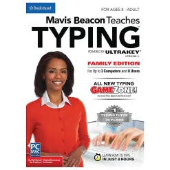 Encore Broderbund Mavis Beacon Teaches Typing Powered By Ultrakey Version 2 Family Edition, 8 Users, For PC/Mac , Disc