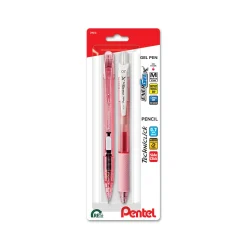 EnerGel-X, Techniclick Pen and Pencil Set, 0.7mm, White/Pink, 2-Pk