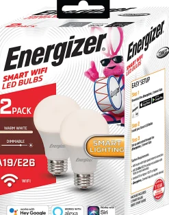 Energizer® Connect Smart A19 LED Light Bulbs, Warm White, Pack Of 2 Bulbs