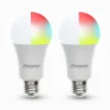 Energizer® Connect Smart A19 LED Light Bulbs, White/Multicolor RGB, Pack Of 2 Bulbs
