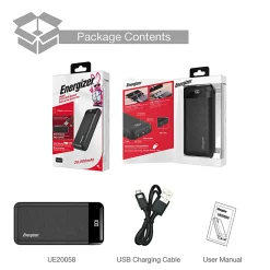 Energizer® 20,000 mAh Max Power Bank, Black, UE20058