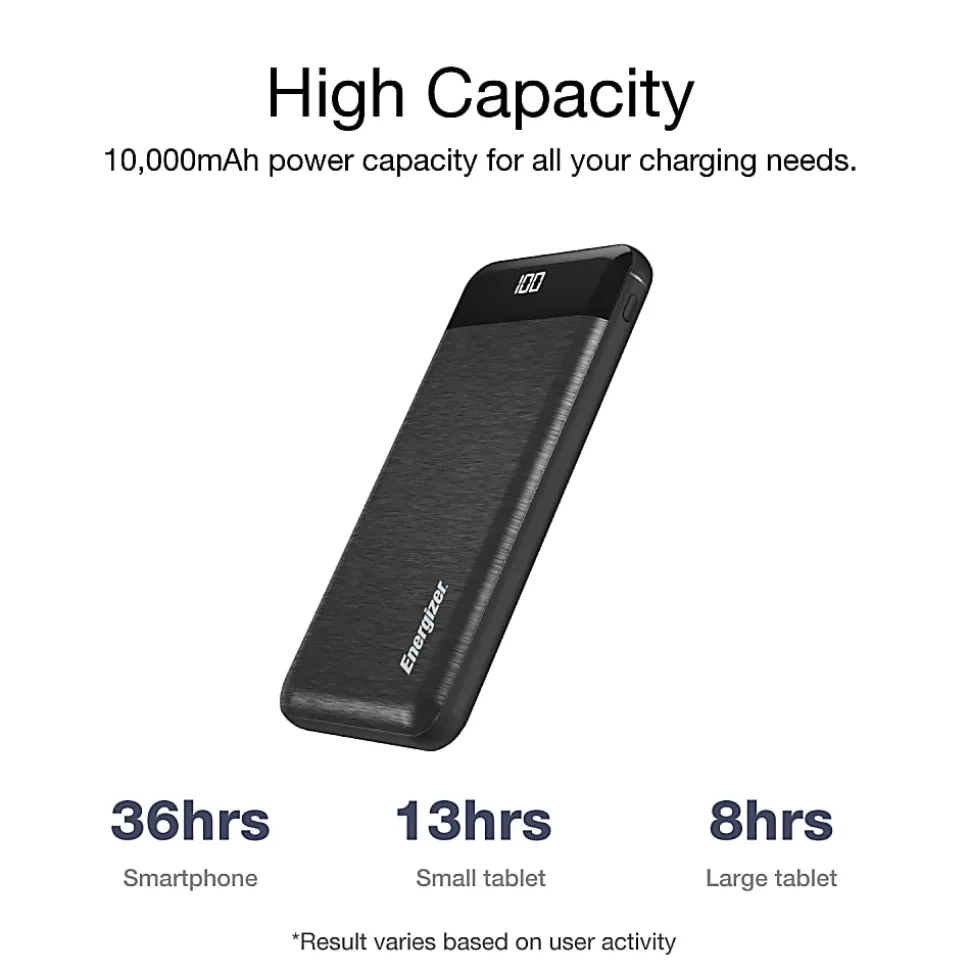 Energizer® 10000mAh Power Bank Charger, Black, UE10058