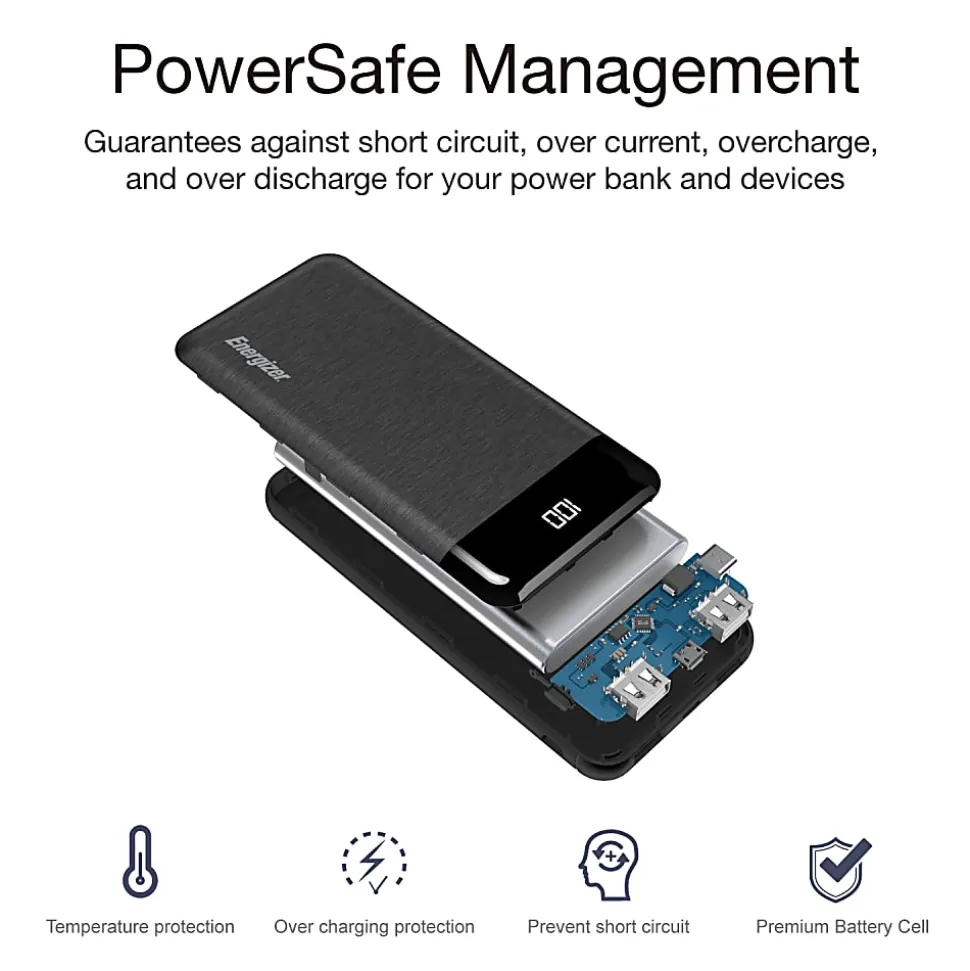 Energizer® 10000mAh Power Bank Charger, Black, UE10058