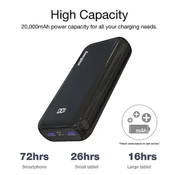 Energizer 20,000mAh Ultimate Power Bank, Black, UE20011PQ