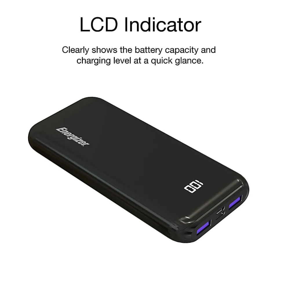 Energizer® 10,000 mAh Ultimate Power Bank, Black, UE10011PQ