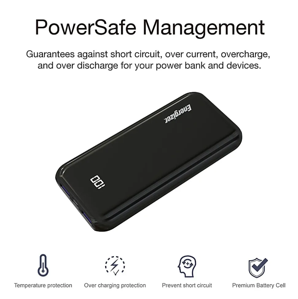 Energizer® 10,000 mAh Ultimate Power Bank, Black, UE10011PQ