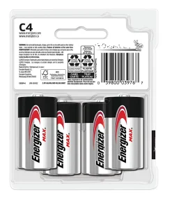 Energizer MAX C Batteries (4 Pack), C Cell Alkaline Batteries