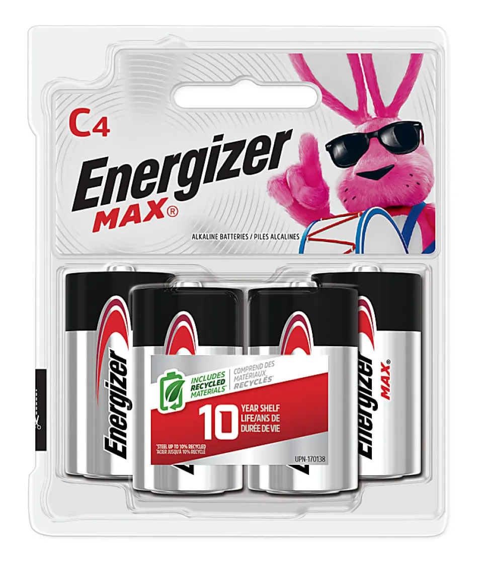 Energizer MAX C Batteries (4 Pack), C Cell Alkaline Batteries