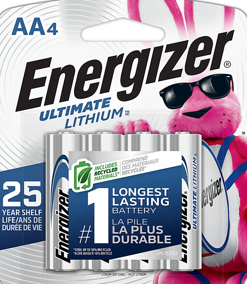Energizer Ultimate Lithium AA Batteries (4 Pack), 1.5V Lithium Double A Batteries