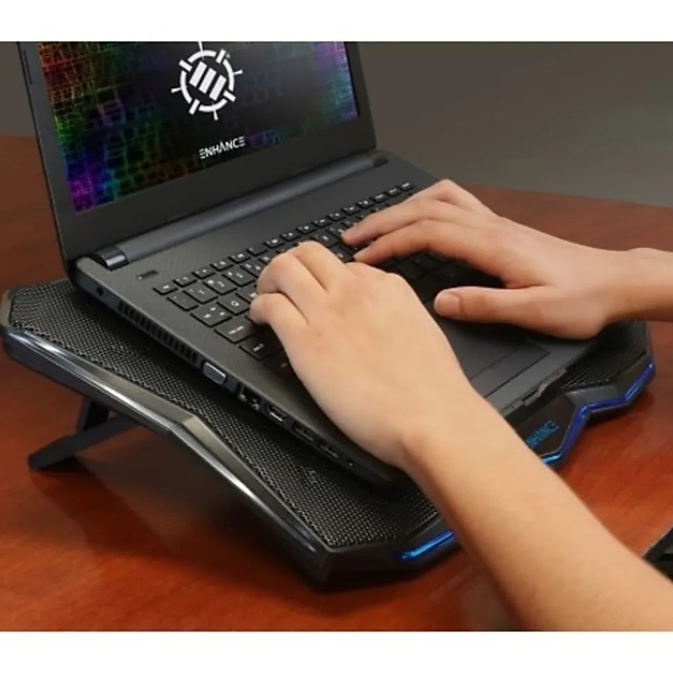 Enhance Cryogen 5 Laptop Cooling Pad (Blue) - Upto 17" Screen Size Notebook Support - 1 Fan(s) - 800 rpm - 471.3 gal/min - Metal Mesh