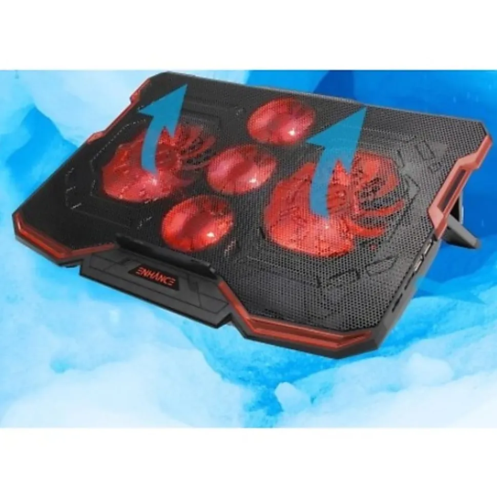 Enhance Cryogen 2 Laptop Cooling Pad (Red) - Upto 17" Screen Size Notebook, Gaming Console Support - 5 Fan(s) - 523.6 gal/min - Red