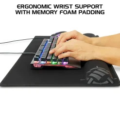 ENHANCE - Keyboard and mouse pad with wrist pillow - black
