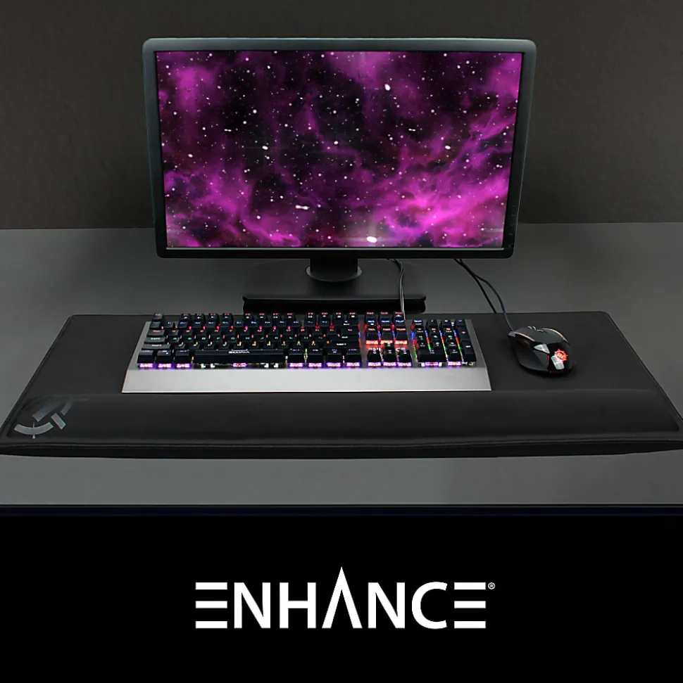 ENHANCE - Keyboard and mouse pad with wrist pillow - black