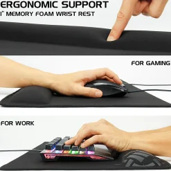 ENHANCE - Keyboard and mouse pad with wrist pillow - black